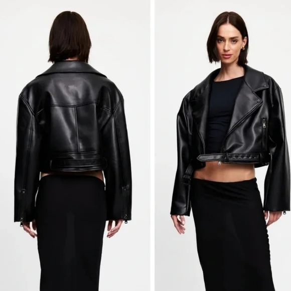 Lioness Staten Black Vegan Motorcycle Buckle Jacket - NWT - Picture 3 of 5